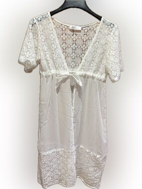 Cupshe Ivory Lace-Trim Beach Cover Up S